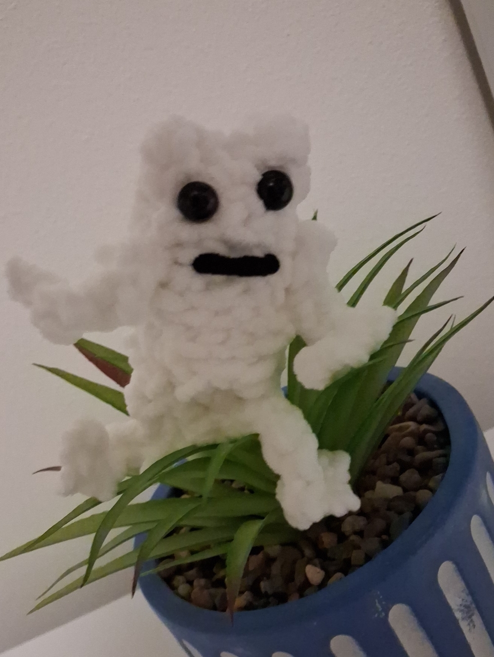 Handmade White Crochet Frog